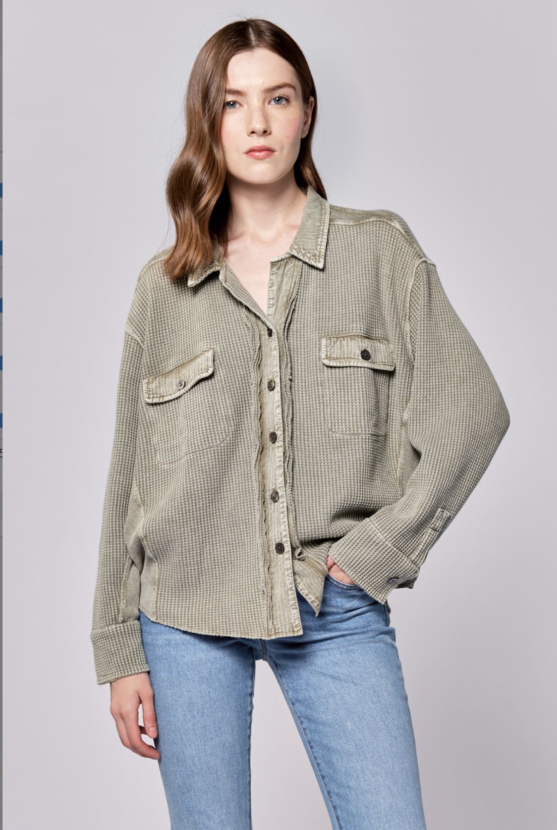 FOSTER: Button Down Oversized Shirt (Vetiver)